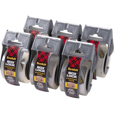 SCOTCH Shipping Tape, w/Dispensers, Box Lock, 1.88"x22.2 yd, 6/PK, CL 6PK MMM1956